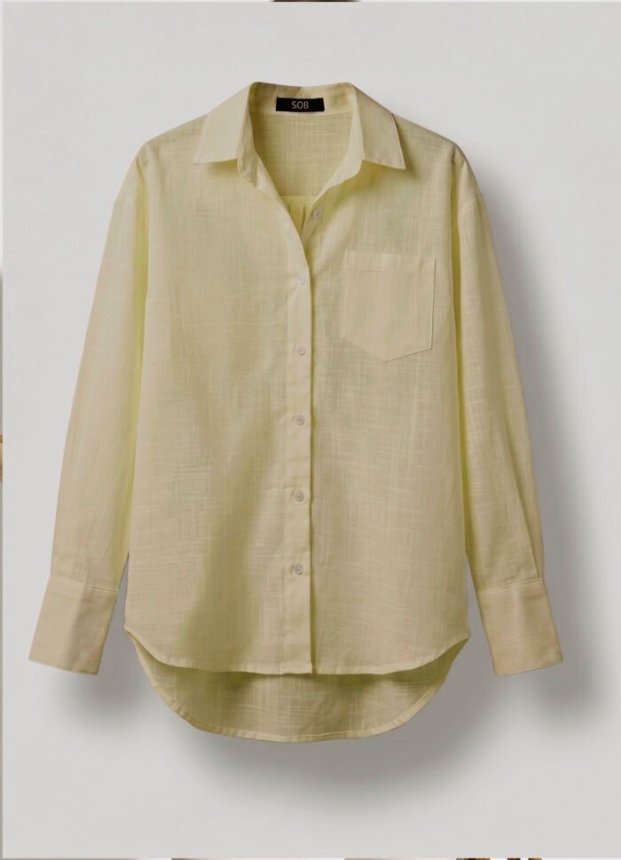 Camisa Bege Feminina em Cambraia de Algodão Puro Sob - Imagem 3