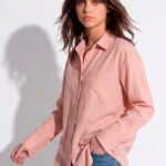 Camisa Rosa Feminina em Cambraia de Algodão Puro Sob