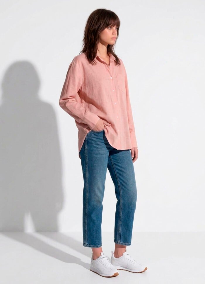 Camisa Rosa Feminina em Cambraia de Algodão Puro Sob - Imagem 3