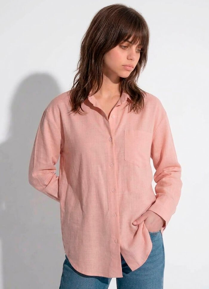 Camisa Rosa Feminina em Cambraia de Algodão Puro Sob - Imagem 4