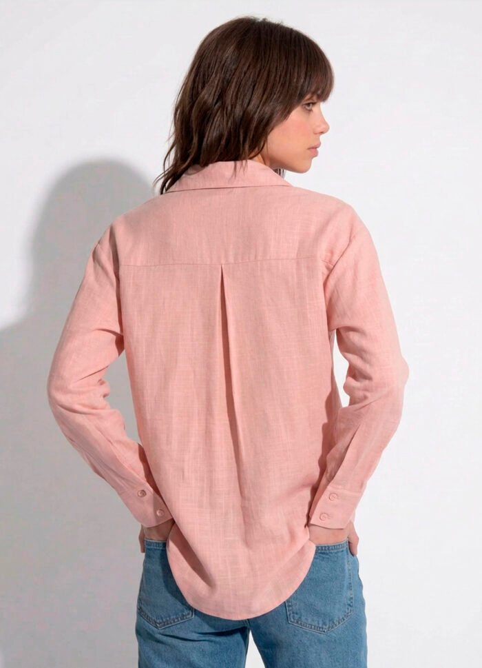 Camisa Rosa Feminina em Cambraia de Algodão Puro Sob - Imagem 5