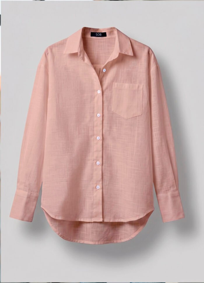 Camisa Rosa Feminina em Cambraia de Algodão Puro Sob - Imagem 6