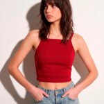 Top Vermelho Halter com Bojo em Viscose Duplo Ajustável Sob