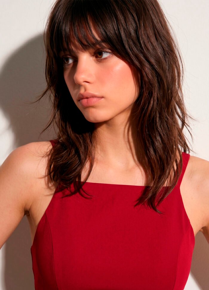 Top Vermelho Halter com Bojo em Viscose Duplo Ajustável Sob - Imagem 4