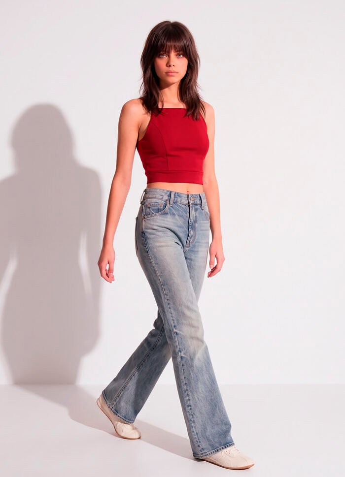 Top Vermelho Halter com Bojo em Viscose Duplo Ajustável Sob - Imagem 5