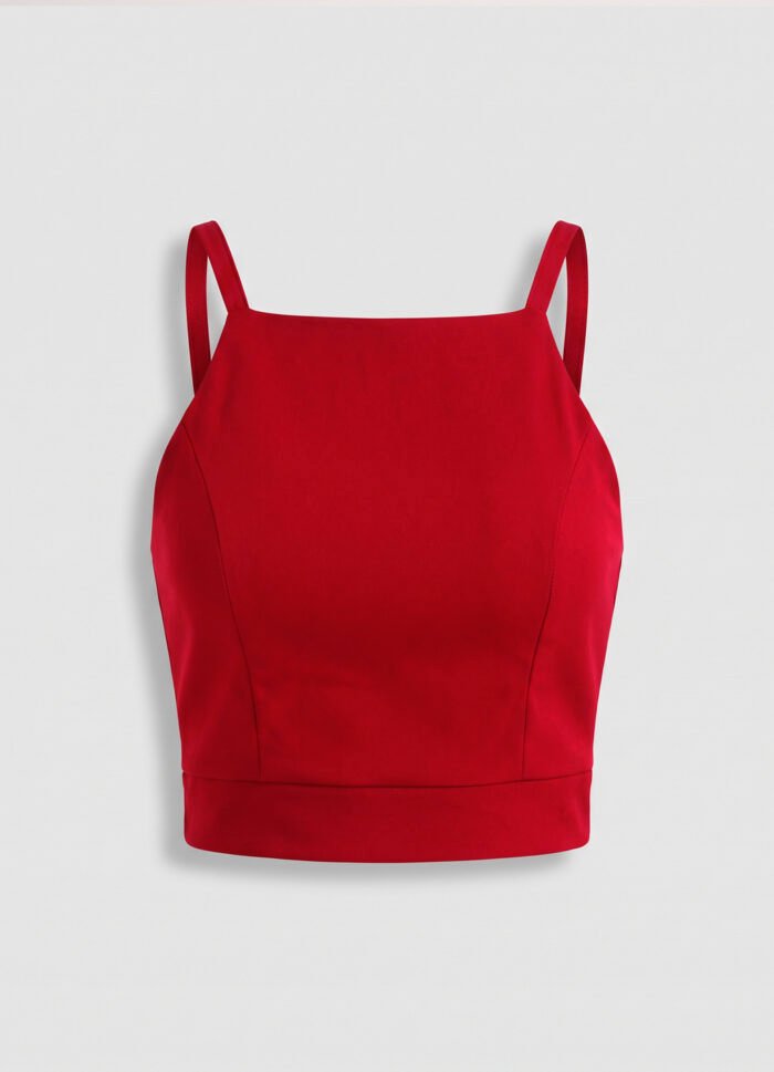 Top Vermelho Halter com Bojo em Viscose Duplo Ajustável Sob - Imagem 7